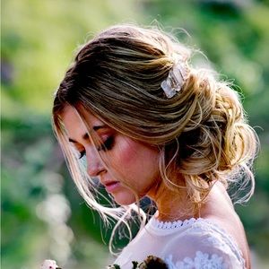 Crystal quartz gold hair comb accessory wedding hair